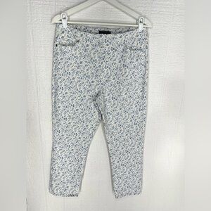 Mario Serrani pull on white floral stretch pants size L